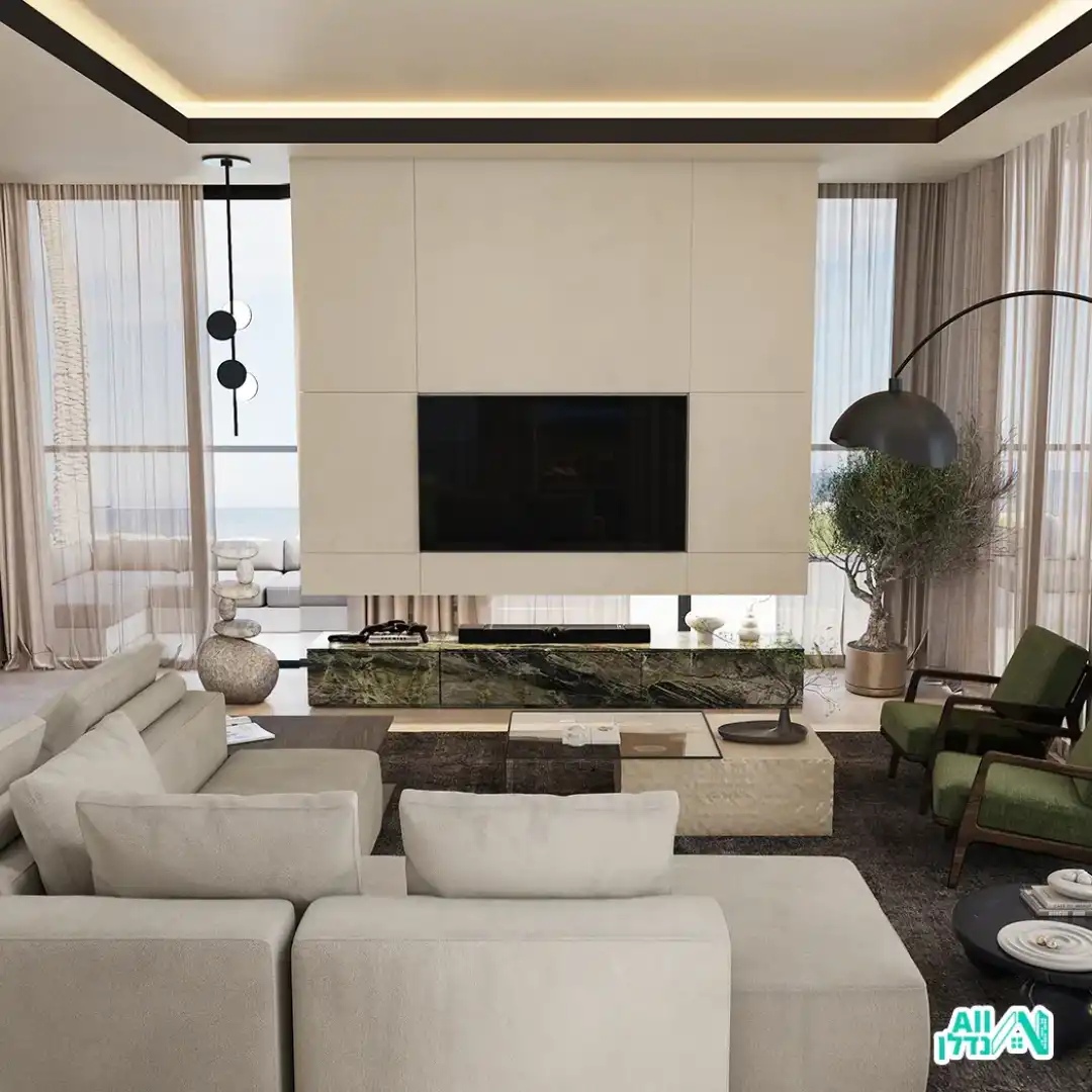 הדמייה לעיצוב של פנים דירת יוקרה