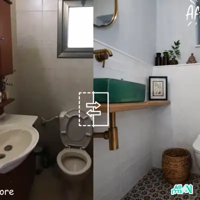 תכנון ועיצוב שירותים לפני ואחרי